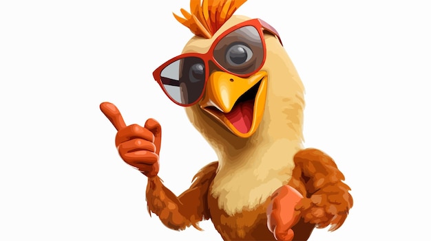 Colorful Cartoon Chicken Rooster Cockerel Bird Character Illustration