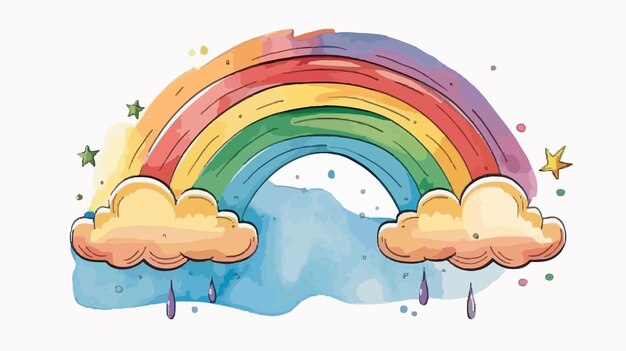 Colorful Cartoon Childish Rainbow Vector Illustration