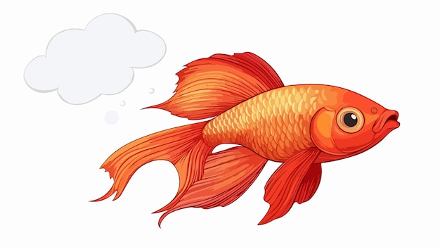 Colorful Cartoon Chinese Fighting Fish with Thought Bubble