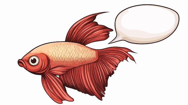 Colorful Cartoon Chinese Fighting Fish with Thought Bubble