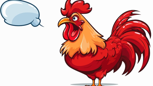 Colorful Cartoon Cockerel with Speech Bubble Illustration