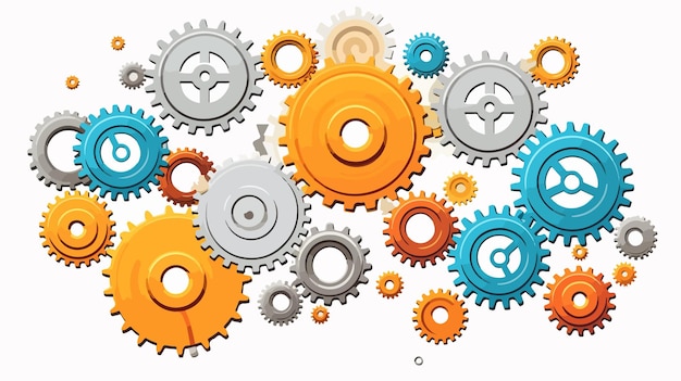 Colorful Cartoon Cogs and Gears Vector Illustration