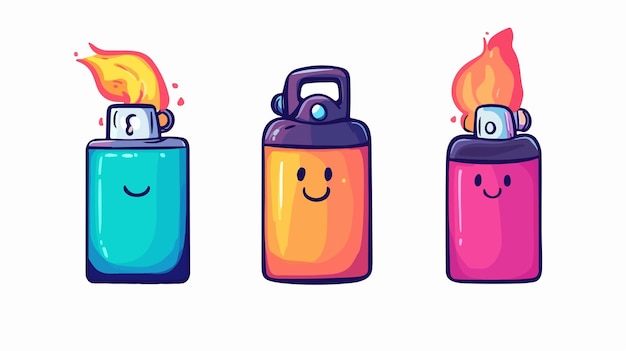 Vector colorful cartoon doodle disposable lighter vector illustration