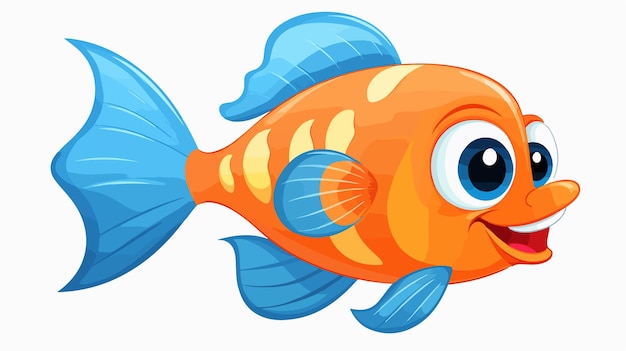 Vector colorful cartoon fish illustration on white background