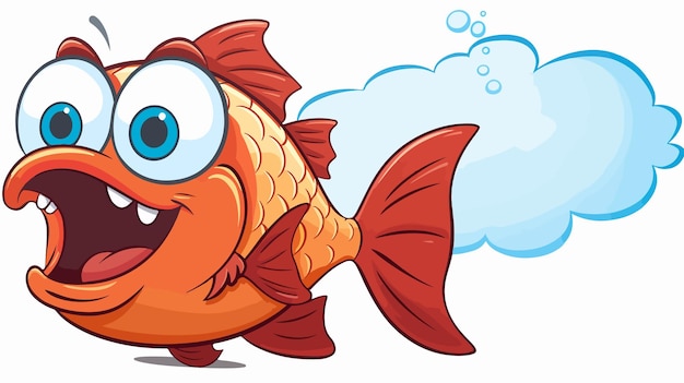 Vector colorful cartoon fish with retro speech bubble texture