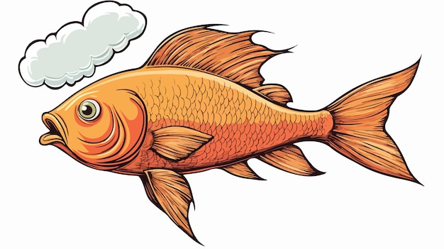 Colorful Cartoon Fish with Thought Bubble in Comic Book Style