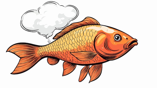 Colorful Cartoon Fish with Thought Bubble in Comic Book Style