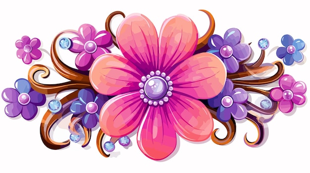 Vector colorful cartoon flower hair clip illustration