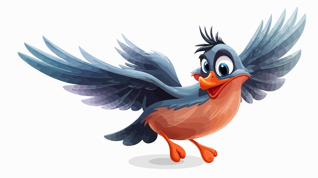 Vector colorful cartoon flying bird vector illustration