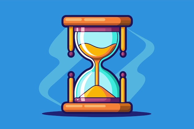 Colorful Cartoon Hourglass Illustration on Blue Background