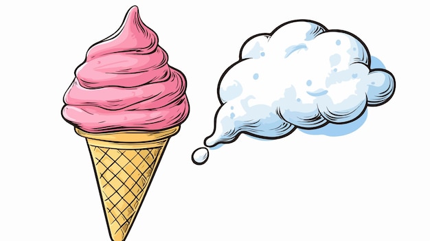 Vector colorful cartoon ice cream with thought bubble illustration