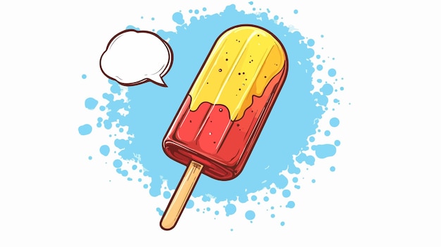 Vector colorful cartoon ice lolly with speech bubble in comic book style