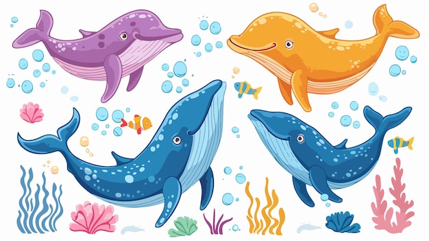 Colorful Cartoon Illustration of Sea Animals