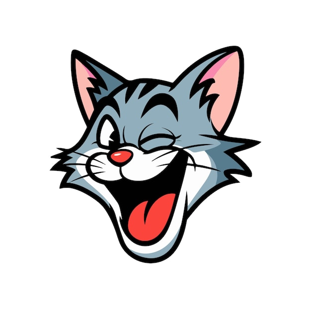 Vector colorful cartoon image of a cats head