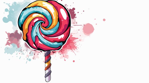 Vector colorful cartoon lollipop with thought bubble in grunge style