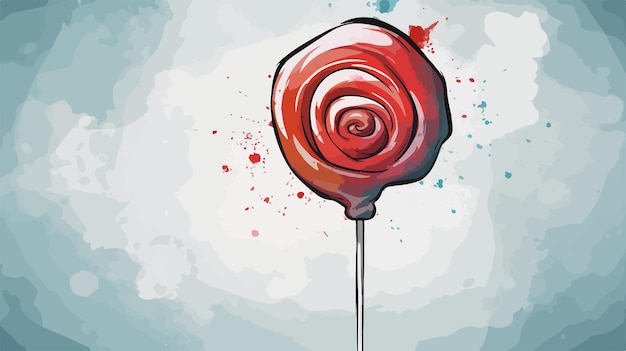 Vector colorful cartoon lollipop with thought bubble in grunge style