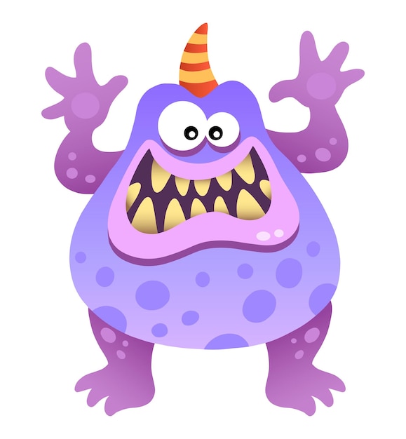 Colorful cartoon monster with horn