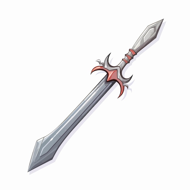 Colorful Cartoon Sword for Game on White Background