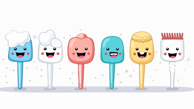 Colorful Cartoon Toothbrush with Free Space for Text