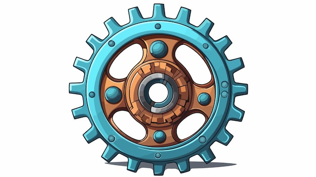 Colorful Cartoon Vector Illustration of Gear Machinery Piece