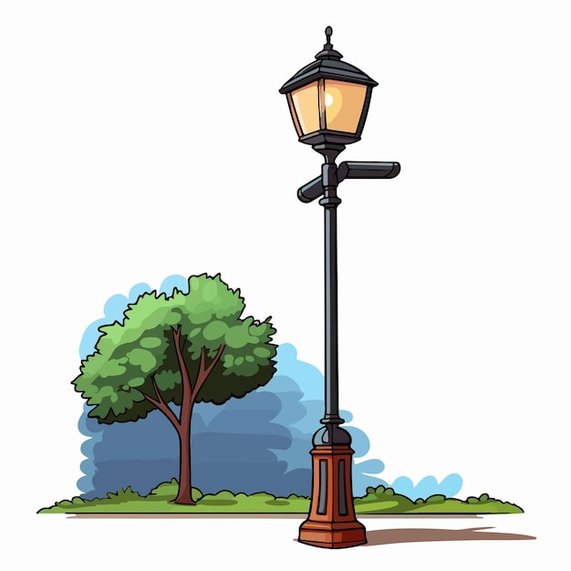 Vector colorful cartoon vector illustration of a lamp post