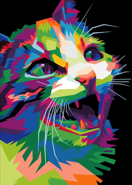 Colorful cat head style pop art suitable for poster banners and others