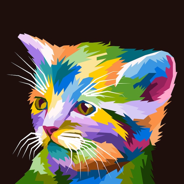 colorful cat pop art portrait isolated decoration