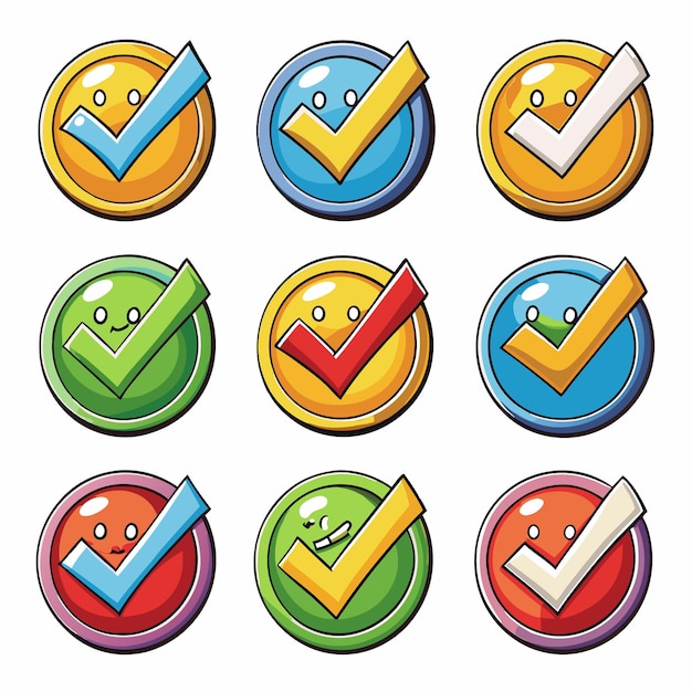 Colorful Check Mark Icons for Approval and Confirmation