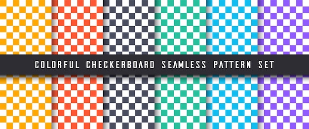 Vector colorful checkerboard pattern background set