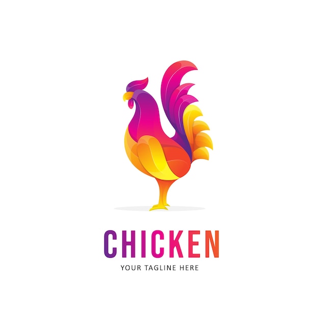 Colorful Chicken Logo Design Gradient Style Logo Animal