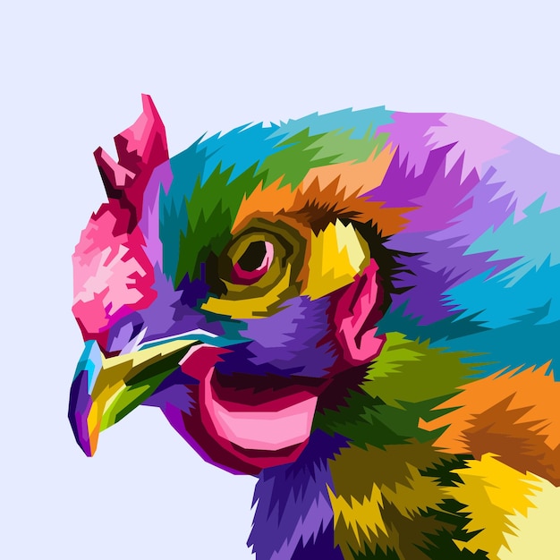 Colorful chicken pop art portrait