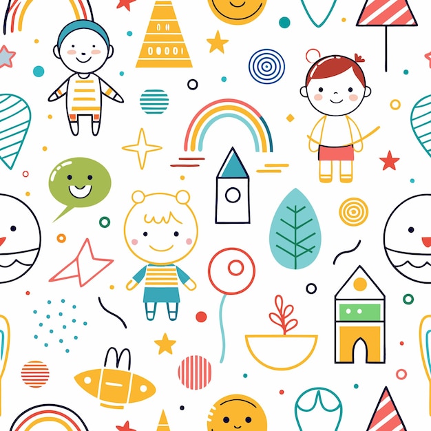 Vector colorful childrens pattern scribbles