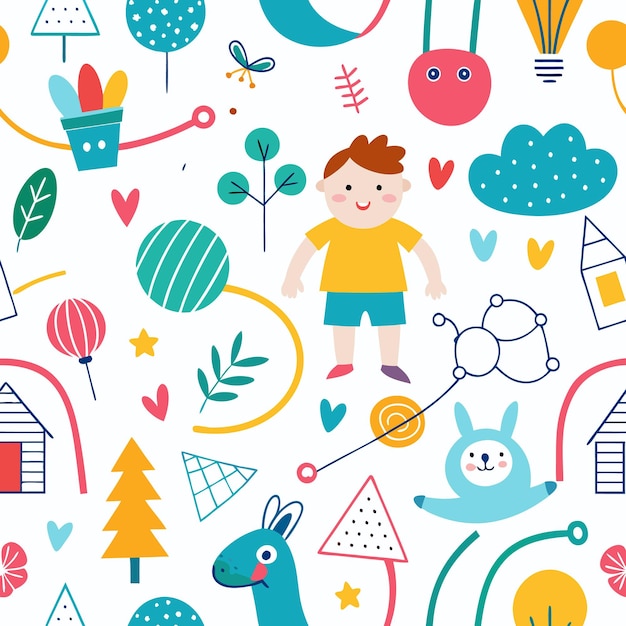 Vector colorful childrens pattern scribbles