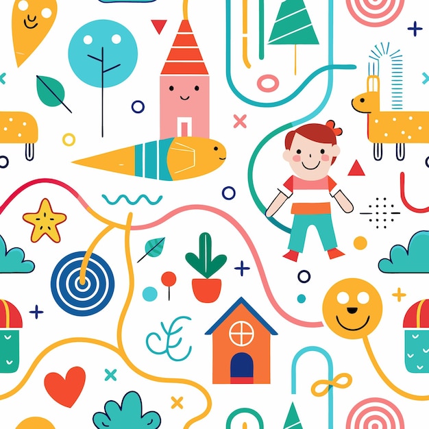 Vector colorful childrens pattern scribbles