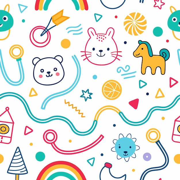 Vector colorful childrens pattern scribbles