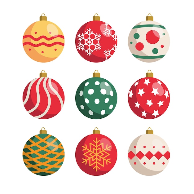 Colorful Christmas ball collection set vector illustration