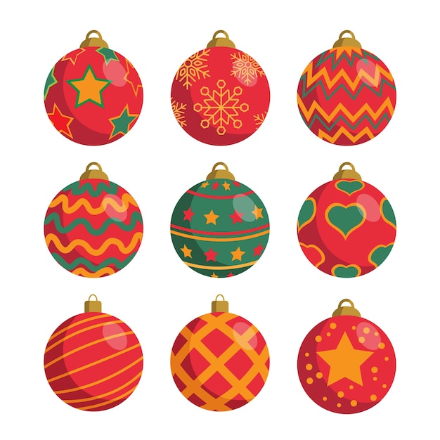 Colorful Christmas ball collection set vector illustration