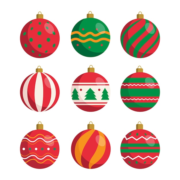 Colorful Christmas ball collection set vector illustration