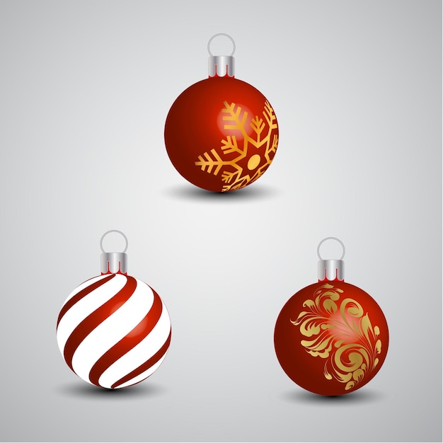 Colorful christmas balls set of isolated realistic decorations