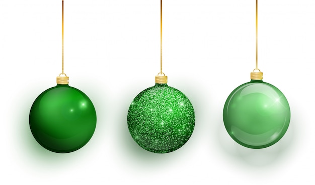 Colorful christmas balls set on white background.