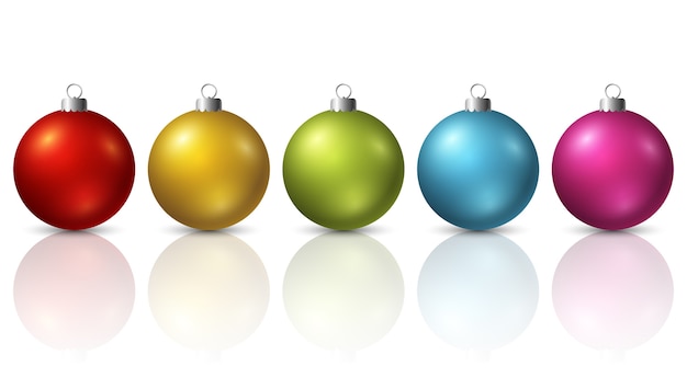 Colorful christmas balls on white background