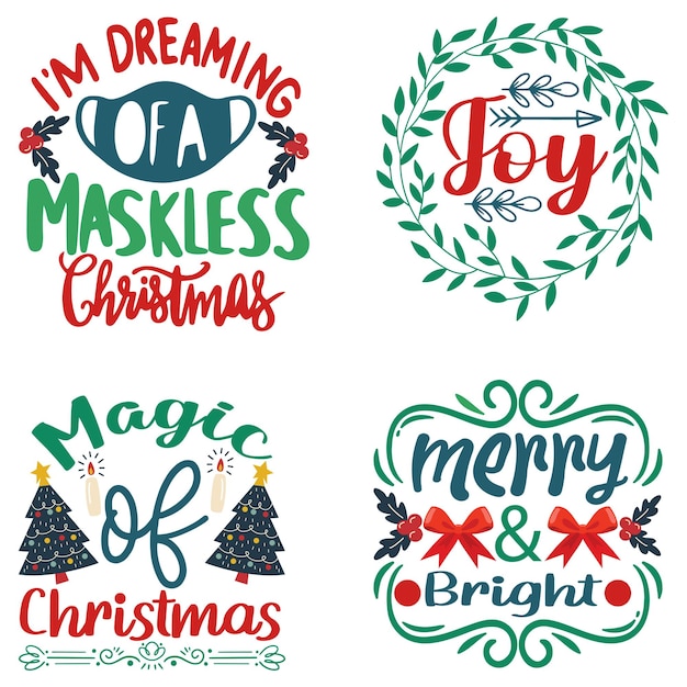 Vector colorful christmas svg quotes design