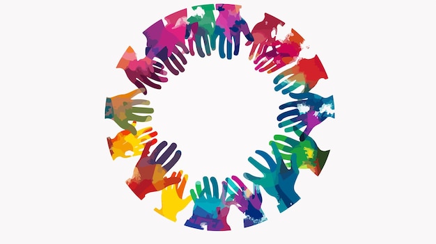 Colorful Circle of Hands Together Community Concept