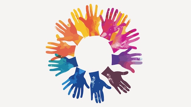 Colorful Circle of Hands Together Community Concept