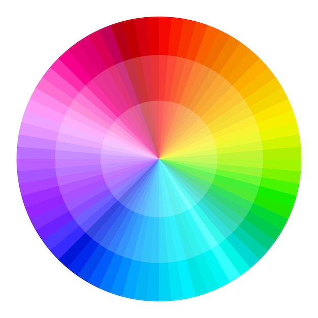 Vector colorful circular gradient chart full spectrum color wheel ideal for art projects