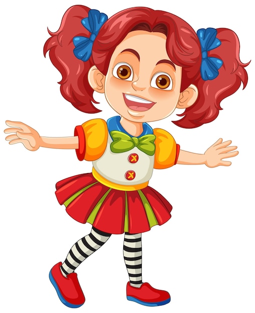 Colorful Circus Clown Party with Cute Cartoon Girl