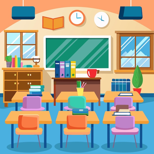 Colorful Classroom Vector Illustration