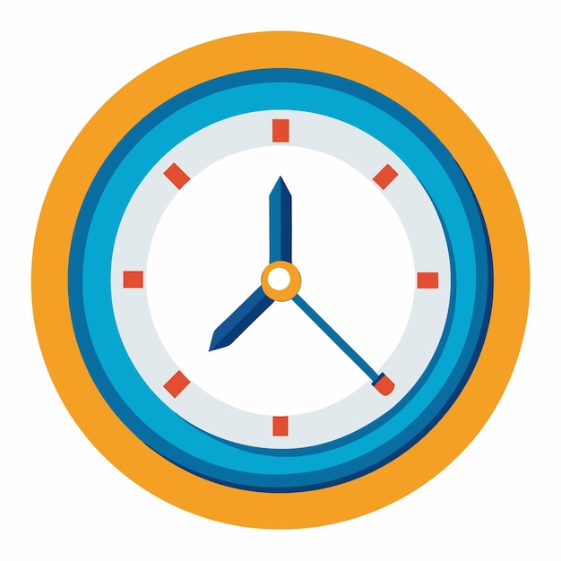 a colorful clock with a blue and orange border