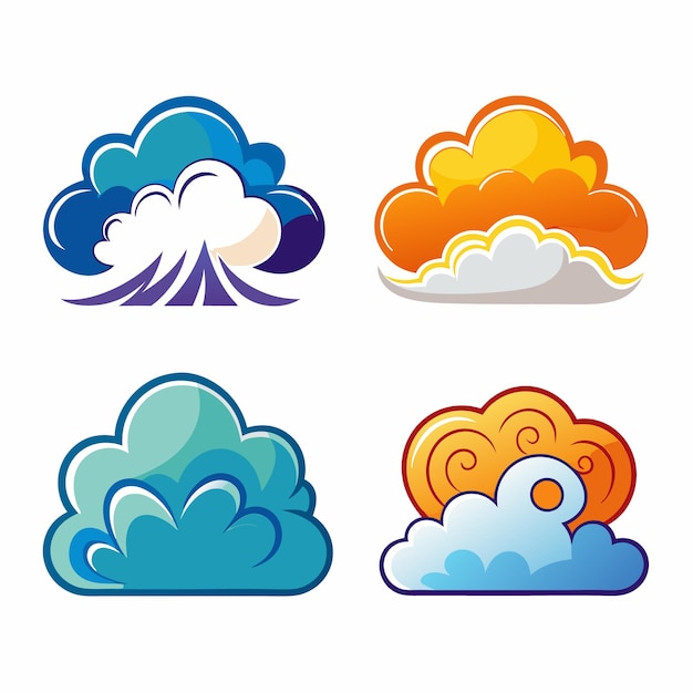 Colorful Cloud Icon Set Creative Weather Symbols for Graphic Design