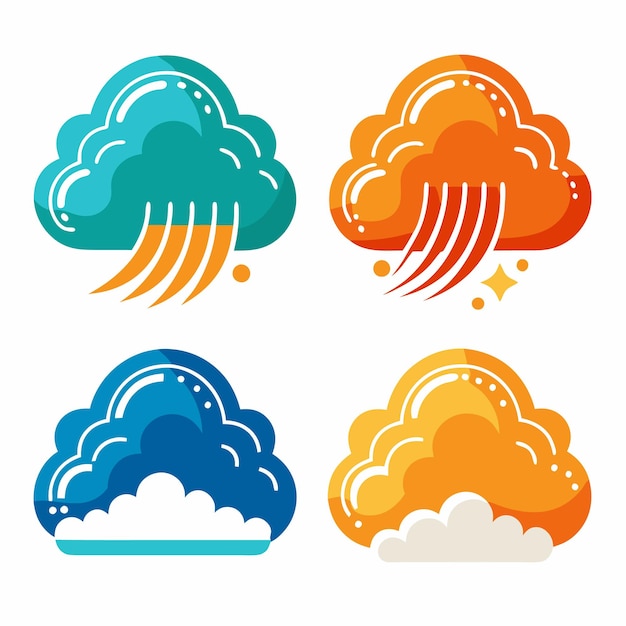 Colorful Cloud Icon Set Creative Weather Symbols for Graphic Design